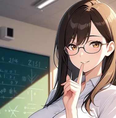 Insegnante adulta in stile anime con occhiali