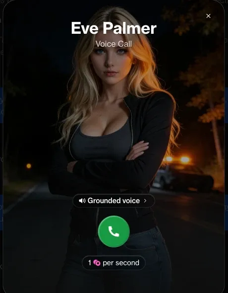 Schermata di chiamata vocale con un personaggio AI